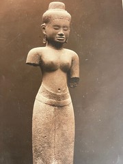 Large Albumen Print Photo XIX Statue Art Kmer Sculpture Cambodia Angkor Wat