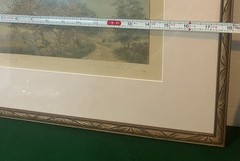 Wallace Nutting Signed Hand-Tinted Lithograph Landscape Framed 18×12 Antique