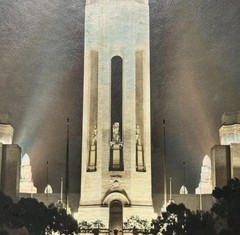 Vintage Tower Of The Sun San Francisco Hand Tinted Night Photograph Framed