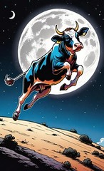 Digital Image Masterpiece Picture Photo Children’s Wall Art Cow Jumping