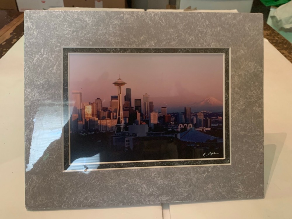 1991 Summer Solstice Seattle At Sunset Matted Photograph by Chuck Pefley
