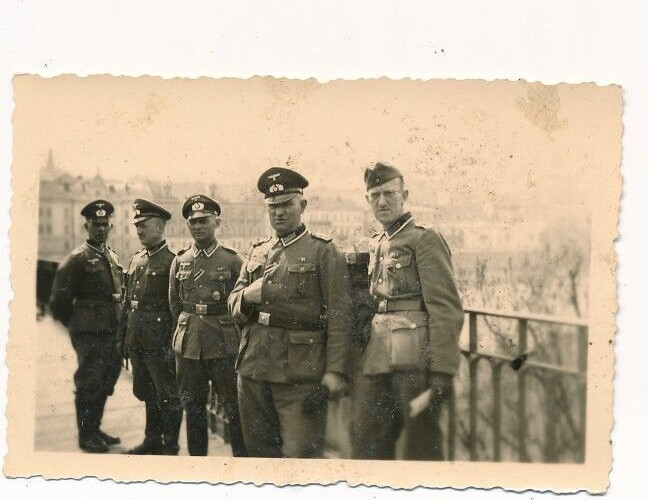 Photo WW II Wehrmacht officers on the river Przemyśl 1.5.1941 Poland Polska L1.72