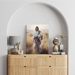 Framed Jesus and Lamb Canvas Wall Art Jesus Christ The Good Shepherd Picture …