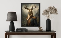 Deer Vintage Portrait Poster Art Print, Classic Animals Wall Decor Home Art f…