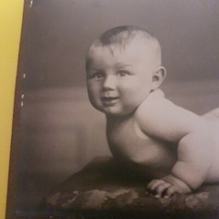 Photo Antique, Vintage, April 1921, Baby, Boy/Girl, Nude Egg, Cardboard