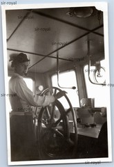 MS Ahlbeck Ship Helmsman with Whistle at Rudder – Photo 6x9cm