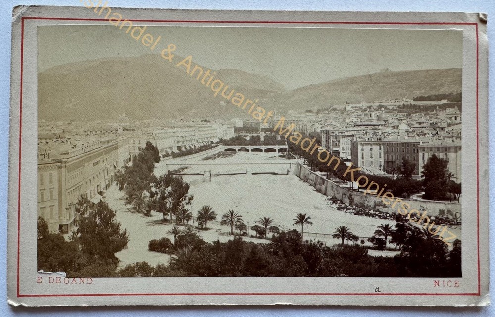 France Nice panorama des Quais Photo Degand vintage print Tirage album 1870