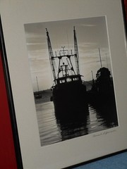 Thomas St. Germain Fishing Boat Trawler B&W Photo Signed Glass Framed 21″ x 17″