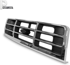 Front Grille Grill Chrome Shell with Black Insert Compatible with Ford 1992-1996