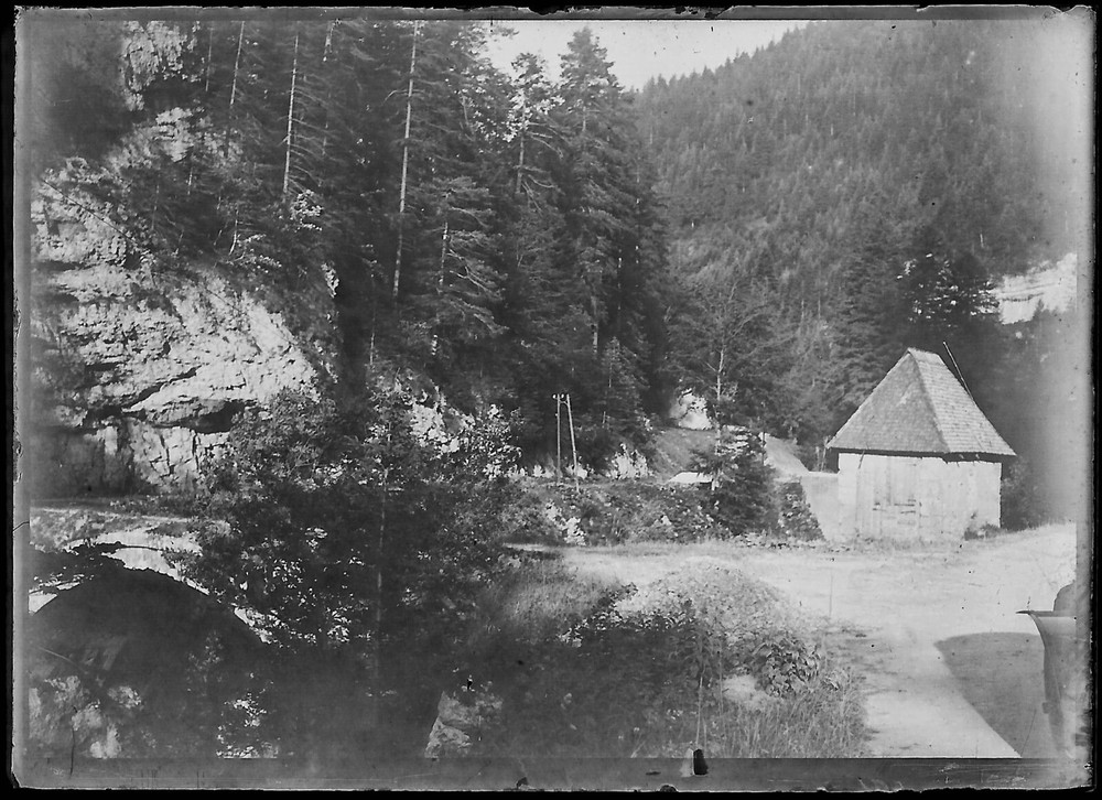 Glass Photo Plate Vintage Black and White Negative 6×9 cm Landscape