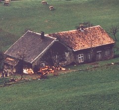 Early 1980’S Color Photograph Rural Landscape With Farmhouse Nancy Brown