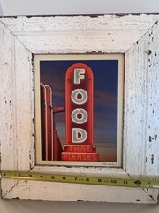 Steve Vaughn Food That Pleases Neon Sign Framed Photo Americana Diner Wall Art