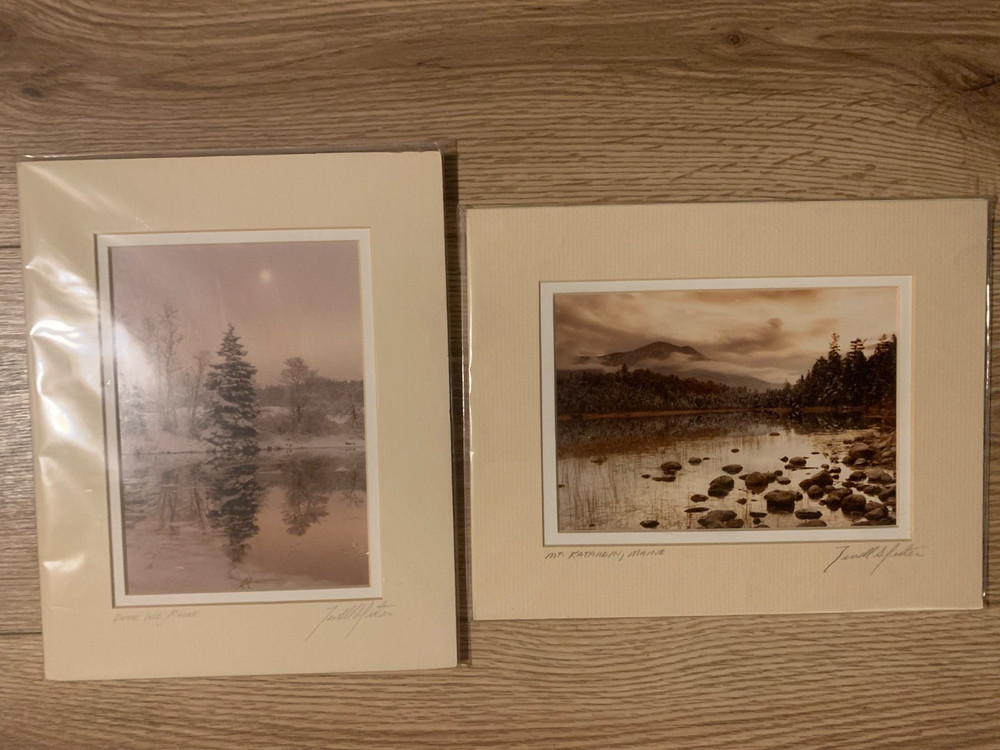 Pair Signed Photos Deer Isle & Mt Katahdin Maine Photographer Terrill S Lester