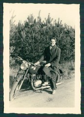 Photo Simson Puch Motorcycle Beautiful Woman Vintage GDR Old Motorcycle Photo