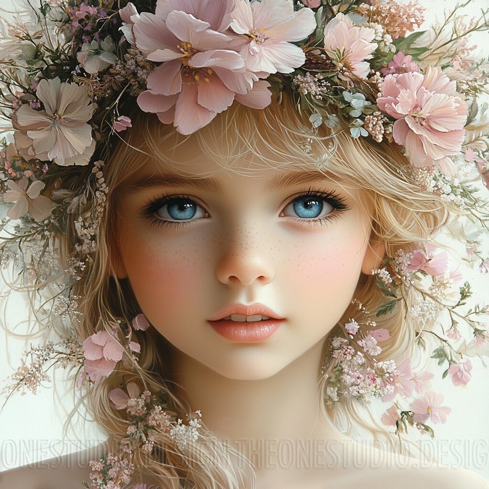 Dreamy Digital Art Phone Wallpaper Floral Crown Girl Pastel Painting