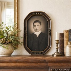 Antique Convex Bubble Glass Photo Frame – Early 1900s Edwardian Tilt Frame Decor
