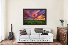 Sunset Photography Print: Oklahoma Copper Colored Clouds Sky Field Plains Photo