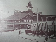 BALBOA BEACH CALIFORNIA Front Pier Picture Photo Antique Vintage old Troly Car