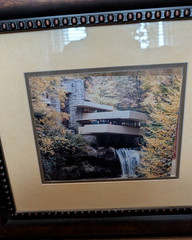✅Framed American Folk Art 20×18, Frank Lloyd Wright Falling Water, Vintage!🔥⭐️
