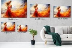 Woman Painting, Abstract Colorful Rainbow Female Painting, Beautiful Modern Art
