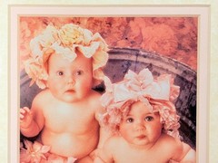 2 VTG Framed & Matted Baby Pictures, Baby Room/Bath ~ 8×10’s ~Anne Geddes Prints