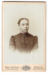 Photograph Adolf Winkler, Görlitz, Berliner Strasse 12, young pretty woman with