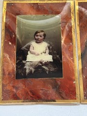 2 Antique Crystoleum Photos Convex Glass – Child Portraits Circa 1890 – Size 16x11cm