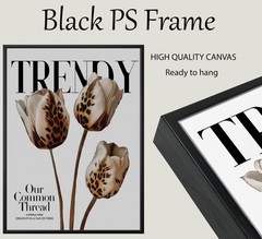 3Pcs Black Framed Trendy Leopard Print Canvas Wall Art Picture Stylish Female…