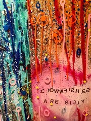 ABSTRACT MIXED MEDIA PAINTING LAYERED ACRYLIC/LUCITE DOUBLE SIDED GRAHAM CALAM