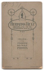 Photography Hermann Tietz, Berlin-SW, Leipziger-Strasse 46-50, portrait hüsch ge