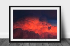 Storm Clouds Photography Print: Texas Cumulonimbus Fiery Red Sunset Sky Photo