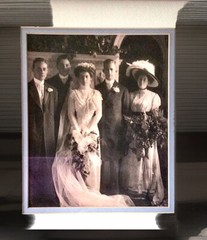 1900 Victorian Wedding Photograph Wood Frame Double Matte