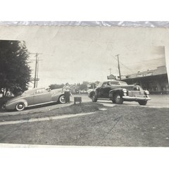 Vintage 1940s Convertible Cars Black & White Photograph