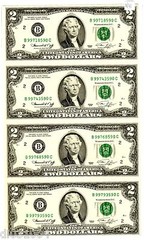 LOT OF 4 USA $2 BANKNOTES AMERICA USA 1976 B NEW YORK UNCUT UNCUT