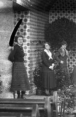 vintage fine art glass negative, modern women in church, actress, unusual, 1930