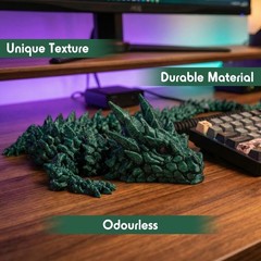 55cm Green Articulated Dragon 3D Printed Fidget Desk Decor Figure