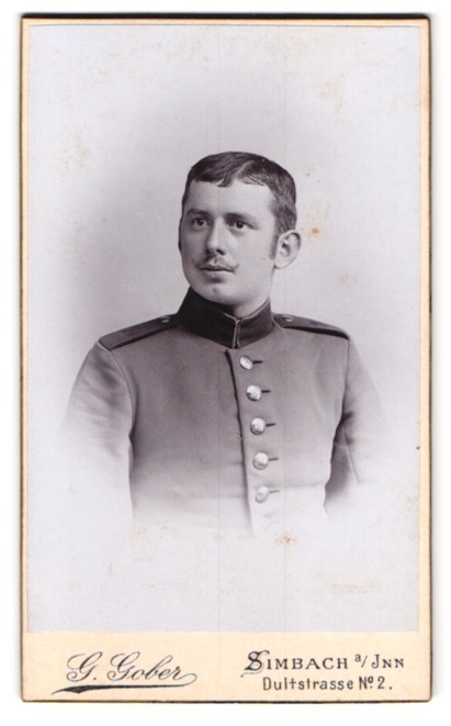Photograph G. Gober, Simbach a. Inn, Dultstr. 2, Portrait Soldier In Uniform Rgt