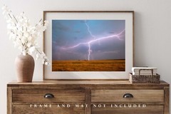 Storm Photography Print – Picture of Lightning Spanning Sky in Oklahoma