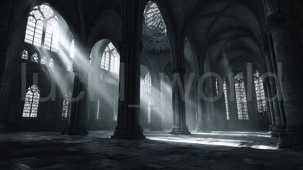 Gothic Cathedral Interior Digital Download Dark Architecture Church Art Print