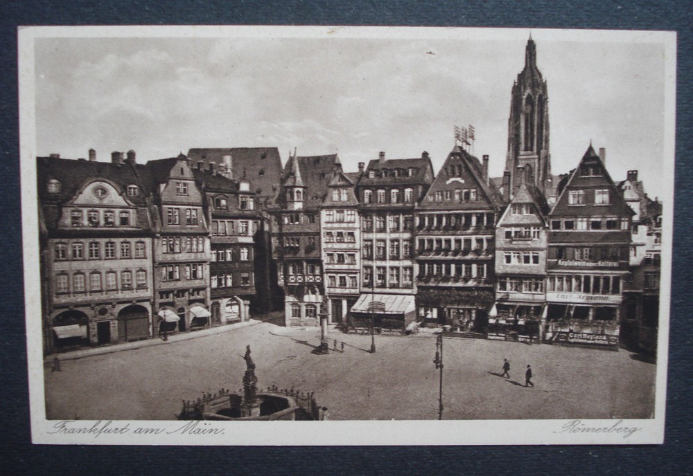 Postcard card 1900: copper intaglio print Frankfurt «Römerberg»