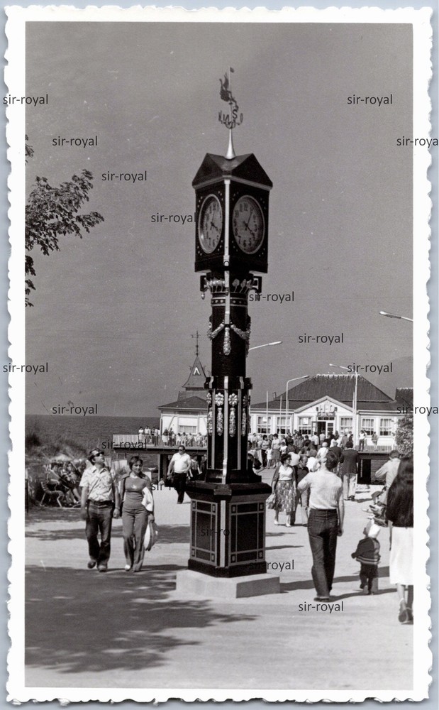 Ahlbeck Heringsdorf Usedom 1980 Beach Clock GDR 1980s Baltic Sea Photo 8x13cm