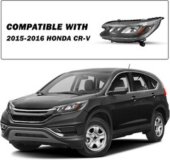 Headlight Assembly Replacement W/Bulbs for 2015-2016 Honda CR-V Halogen Headlamp