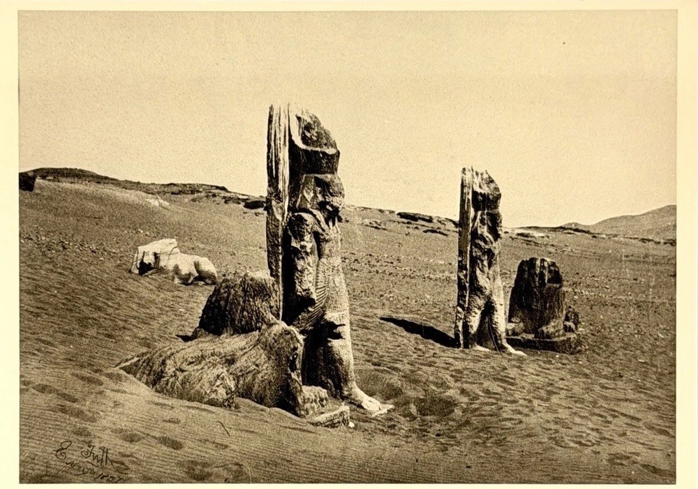 Colossi And Sphinx, 1857 Fotofolio Art Print Card Photo By Francis Frith