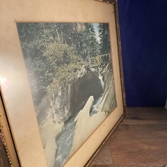 Vintage Framed Photo Of Bridge Over Creek Matted Ready To Hang 12.75”W x 10.75”H