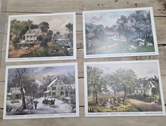 Lithograph. NOS. Currier & Ives. Four Seasons. Set Of Four Prints. American.
