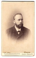 Photograph Carl Zimmermann, Zurich, upper fences 19, handsome gentleman with full ba