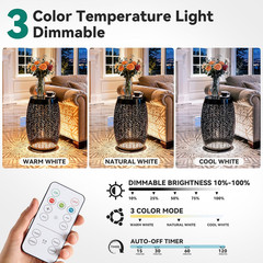 18″ Cutout Metal Outdoor Side Table with 3-Mode LED Lights, Modern Decorative Dr
