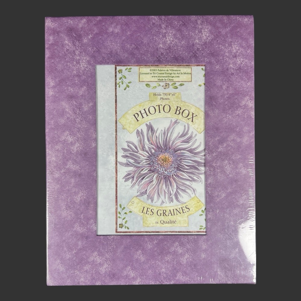 Vintage Purple Photo Box Les Graines Coastal Design Art Sealed Box