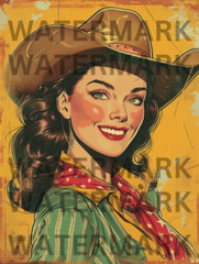 Digital Image Vintage Retro Portrait American Woman Wallpaper Photo AI Art