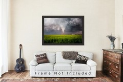 Storm Photography Print – Picture of Tornado Over Wheat Field in Texas